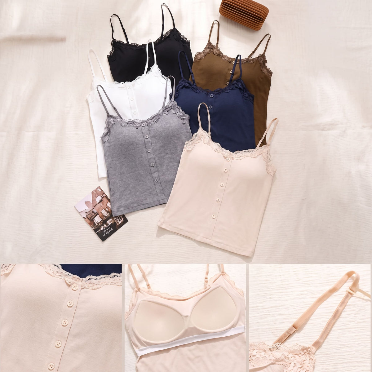 Top Largo con Botones y encaje al Borde #47809
